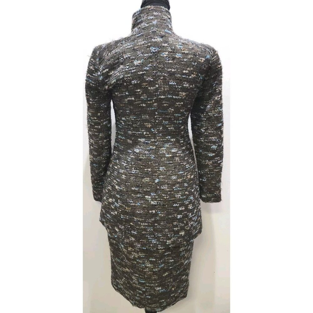 Carlisle 2pc Skirt Suit Set Black Aqua Beige Tweed Size Jacket 0 Skirt 4 NICE - Picture 7 of 10